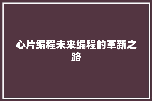 心片编程未来编程的革新之路