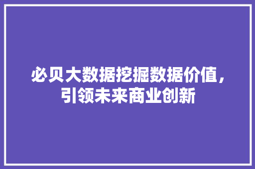 必贝大数据挖掘数据价值，引领未来商业创新