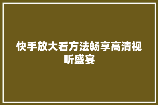 快手放大看方法畅享高清视听盛宴