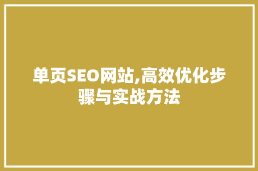 单页SEO网站,高效优化步骤与实战方法 网站建设