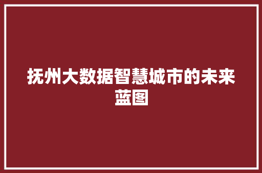 抚州大数据智慧城市的未来蓝图