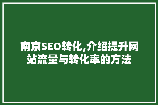 南京SEO转化,介绍提升网站流量与转化率的方法 响应式设计