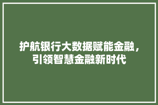 护航银行大数据赋能金融，引领智慧金融新时代