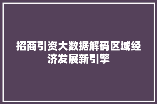 招商引资大数据解码区域经济发展新引擎