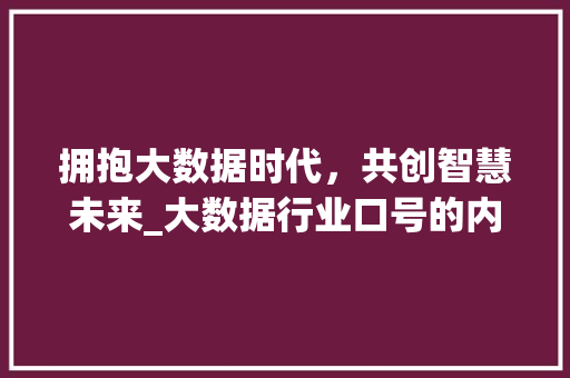 拥抱大数据时代，共创智慧未来_大数据行业口号的内涵与启示