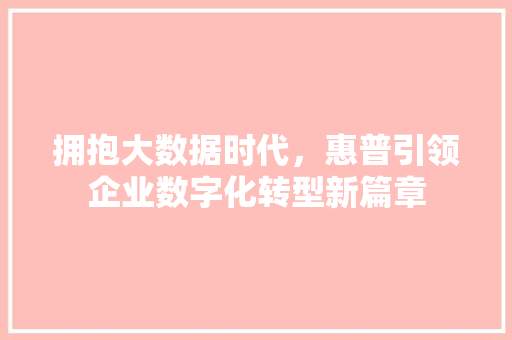 拥抱大数据时代，惠普引领企业数字化转型新篇章
