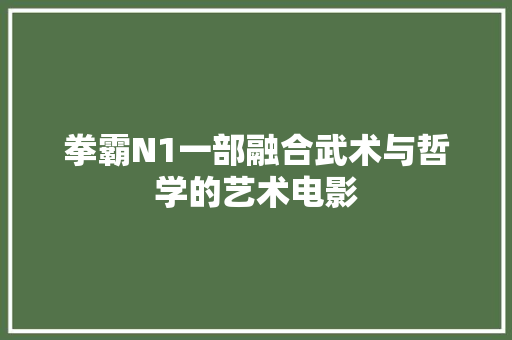 拳霸N1一部融合武术与哲学的艺术电影