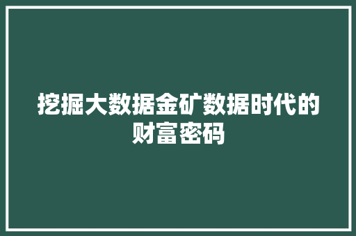 挖掘大数据金矿数据时代的财富密码