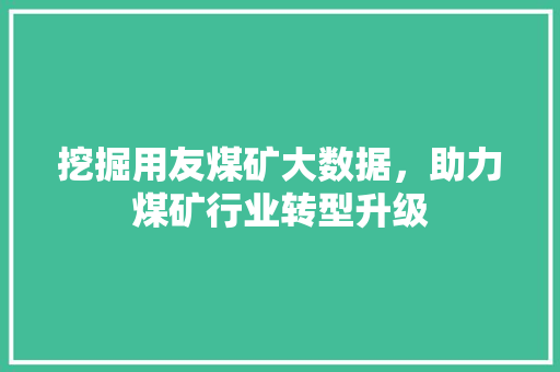 挖掘用友煤矿大数据，助力煤矿行业转型升级