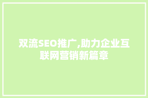 双流SEO推广,助力企业互联网营销新篇章