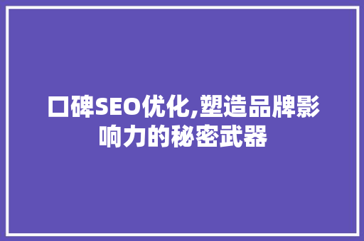 口碑SEO优化,塑造品牌影响力的秘密武器