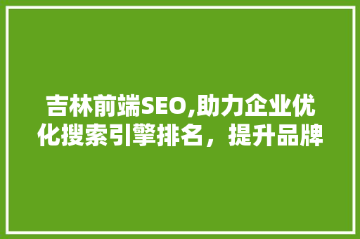 吉林前端SEO,助力企业优化搜索引擎排名，提升品牌影响力 项目报告