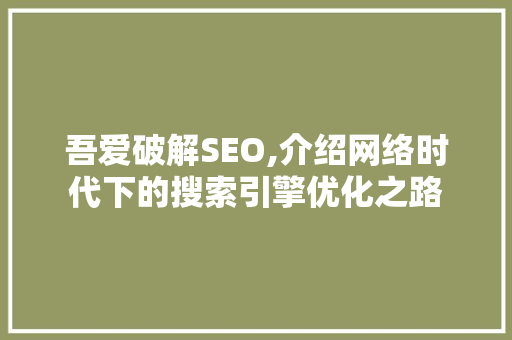吾爱破解SEO,介绍网络时代下的搜索引擎优化之路