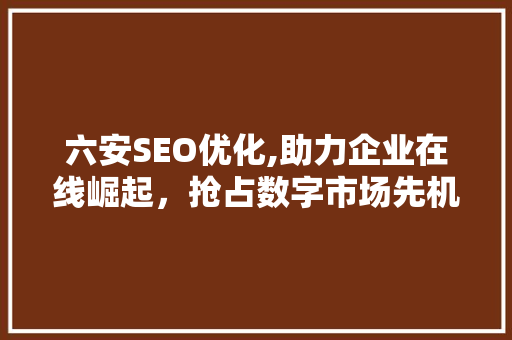 六安SEO优化,助力企业在线崛起，抢占数字市场先机