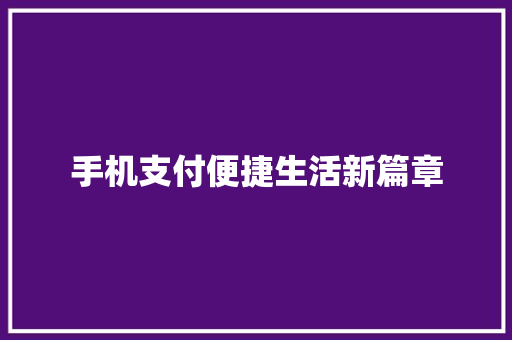 手机支付便捷生活新篇章