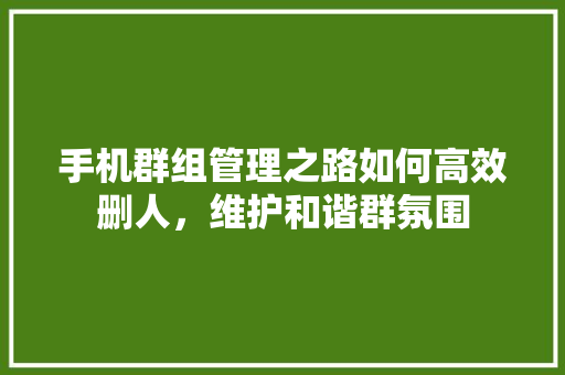 手机群组管理之路如何高效删人，维护和谐群氛围