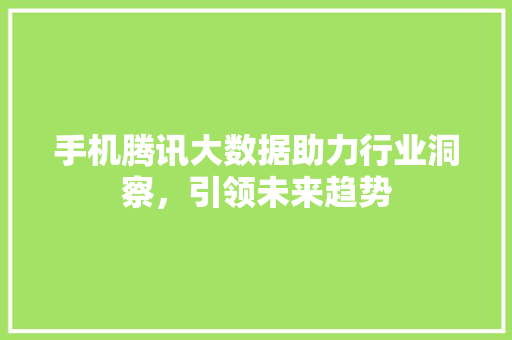 手机腾讯大数据助力行业洞察，引领未来趋势