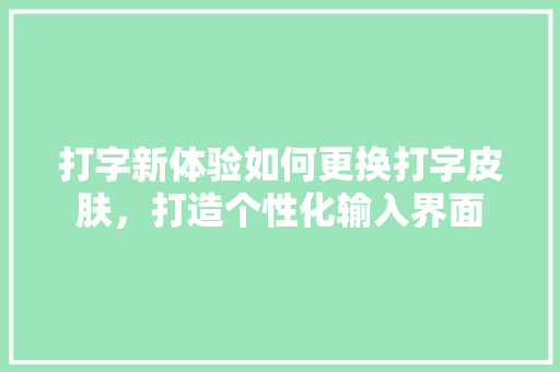 打字新体验如何更换打字皮肤，打造个性化输入界面