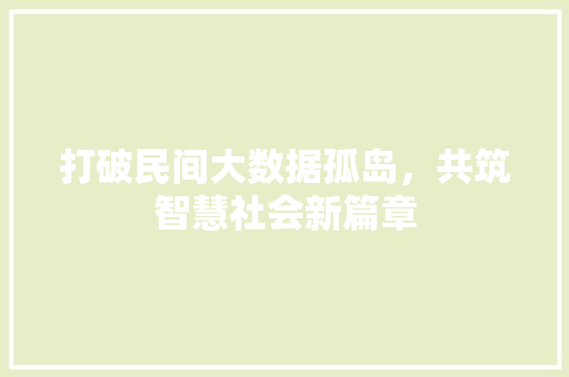打破民间大数据孤岛，共筑智慧社会新篇章