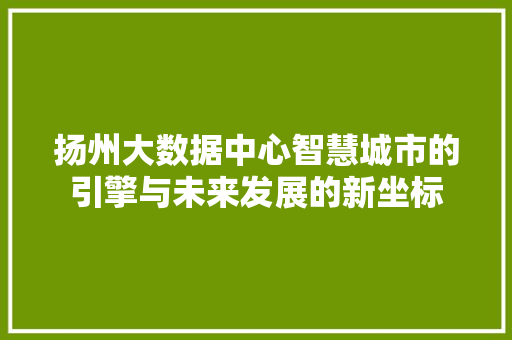 扬州大数据中心智慧城市的引擎与未来发展的新坐标