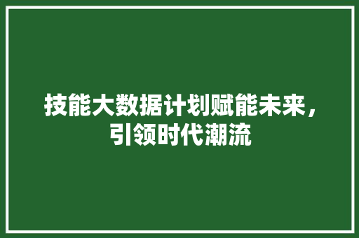 技能大数据计划赋能未来，引领时代潮流
