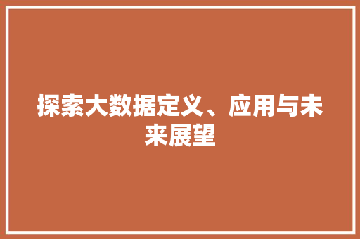 探索大数据定义、应用与未来展望