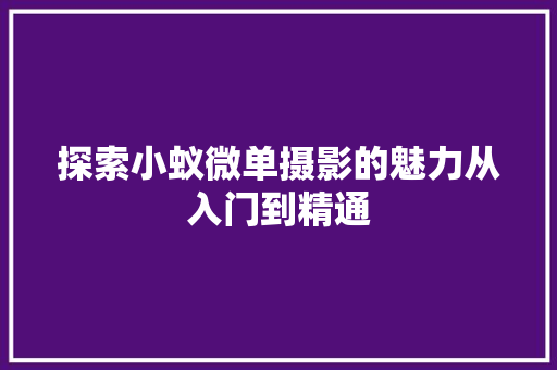 探索小蚁微单摄影的魅力从入门到精通