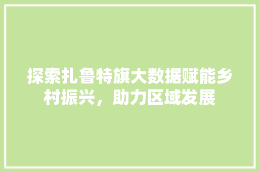 探索扎鲁特旗大数据赋能乡村振兴，助力区域发展
