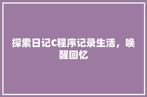 探索日记C程序记录生活，唤醒回忆