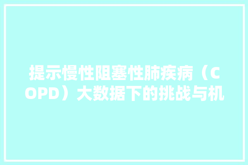 提示慢性阻塞性肺疾病（COPD）大数据下的挑战与机遇