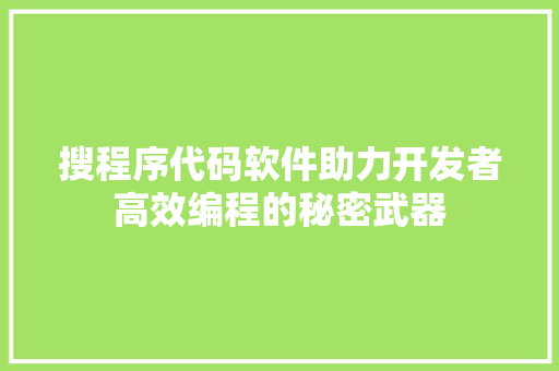 搜程序代码软件助力开发者高效编程的秘密武器