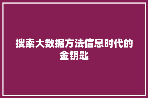 搜索大数据方法信息时代的金钥匙