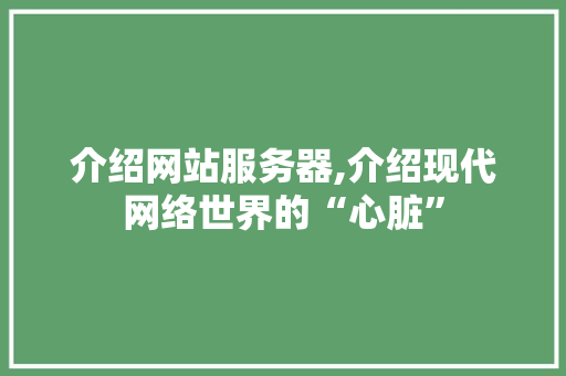 介绍网站服务器,介绍现代网络世界的“心脏”