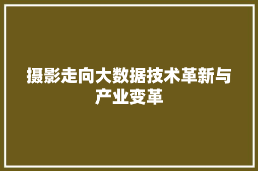 摄影走向大数据技术革新与产业变革