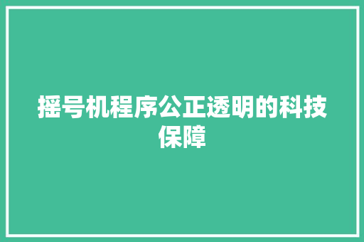 摇号机程序公正透明的科技保障