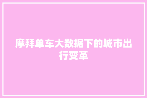 摩拜单车大数据下的城市出行变革