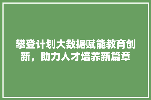 攀登计划大数据赋能教育创新，助力人才培养新篇章
