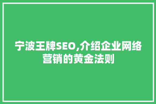 宁波王牌SEO,介绍企业网络营销的黄金法则