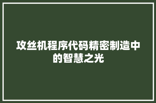 攻丝机程序代码精密制造中的智慧之光