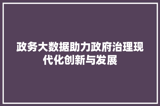 政务大数据助力政府治理现代化创新与发展