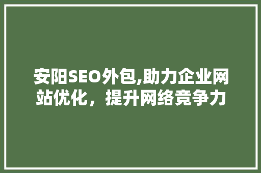 安阳SEO外包,助力企业网站优化，提升网络竞争力
