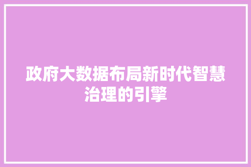 政府大数据布局新时代智慧治理的引擎