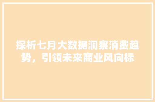 探析七月大数据洞察消费趋势，引领未来商业风向标