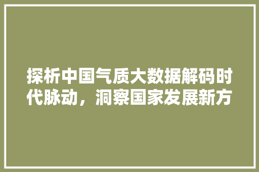 探析中国气质大数据解码时代脉动，洞察国家发展新方向