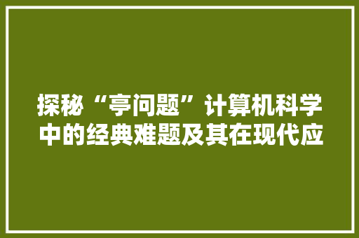 探秘“亭问题”计算机科学中的经典难题及其在现代应用