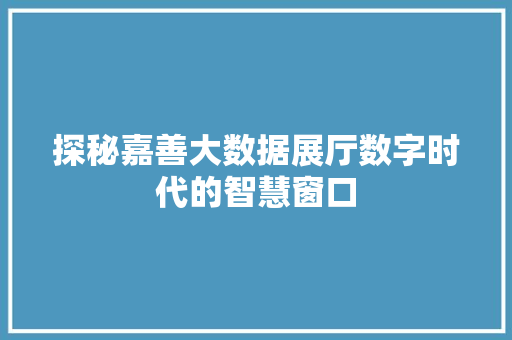 探秘嘉善大数据展厅数字时代的智慧窗口