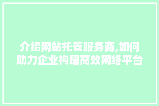 介绍网站托管服务商,如何助力企业构建高效网络平台