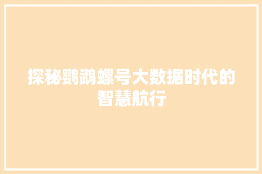 探秘鹦鹉螺号大数据时代的智慧航行