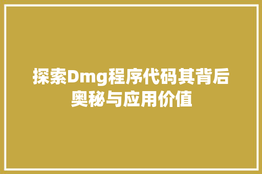 探索Dmg程序代码其背后奥秘与应用价值