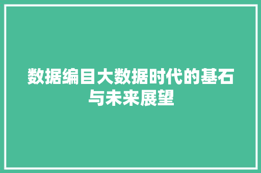 数据编目大数据时代的基石与未来展望
